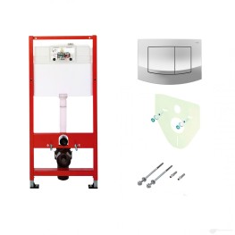 Комплект для установки подвесного унитаза: застенный модуль, панель смыва base, унитаз Ula